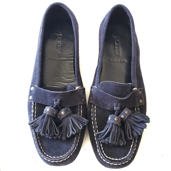 J. Crew Shoes - J. Crew Blue Suede Driving Mocacasin Loafers